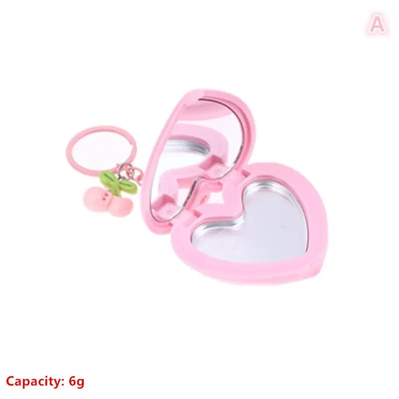 Heart Shape Mini Empty Blush Compact with Mirror & Keychain Empty Makeup Compact QXL A