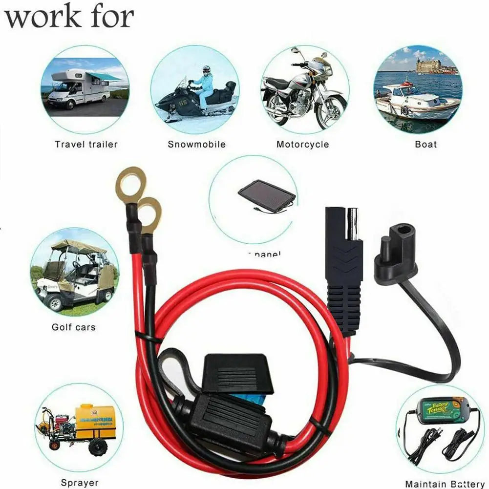 SAE Quick Release Cable Fuse & O-Ring Terminal 16AWG Harness Battery Charger Cable QXL