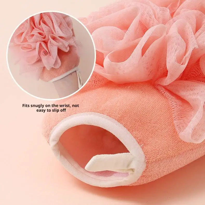 2-in-1 Exfoliating Bath Loofah Mesh Sponge Body Scrubber Bath Body Scrubber QXL