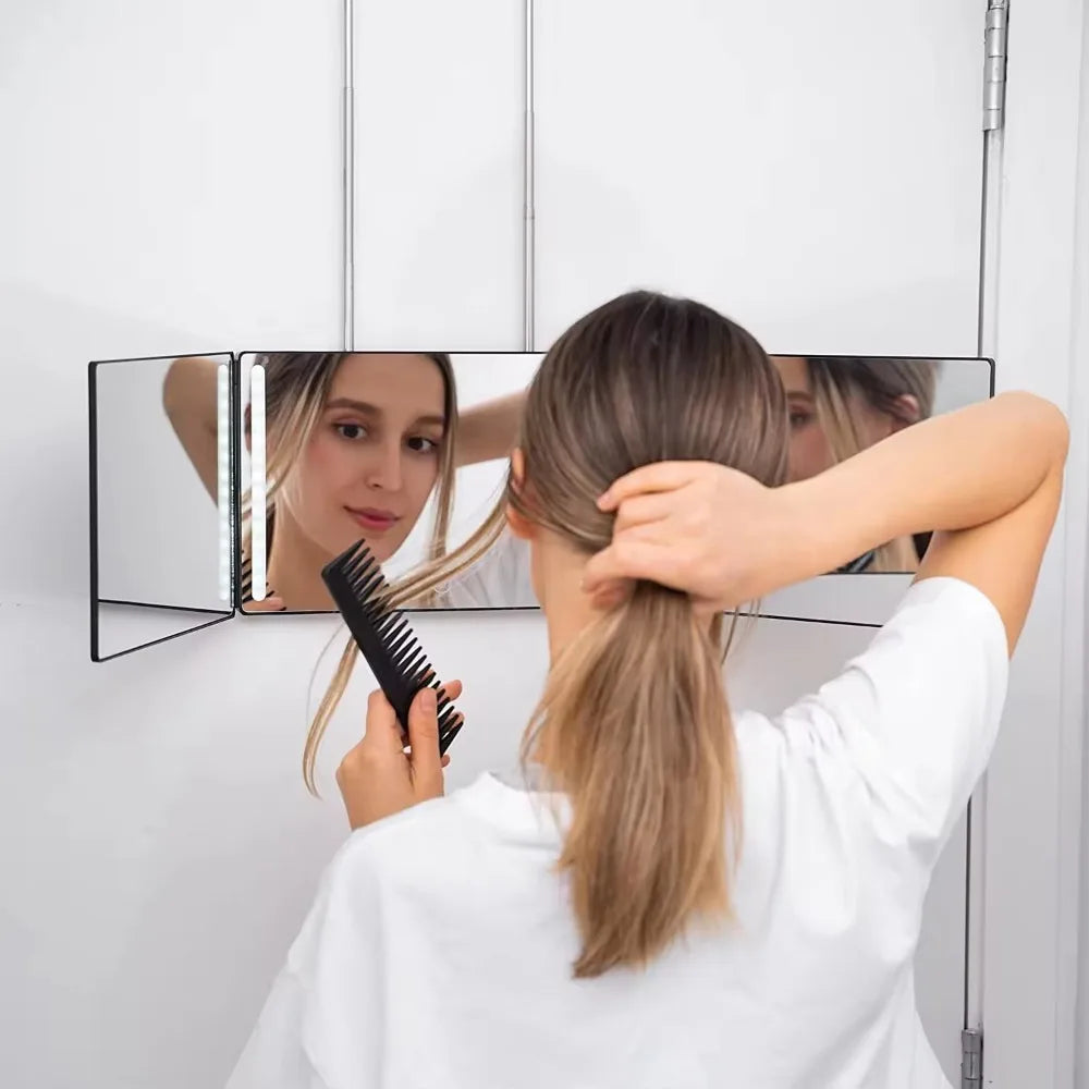 LED 3-Way Self Hair Cutting Mirror | 360° Rechargeable LED Hair Cutting Mirror QXL