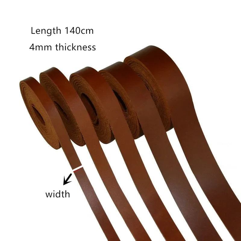 Vegetable Tanned Cowhide Leather Strip 4mm x 140cm Flat Cord Leather Craft Cord QXL