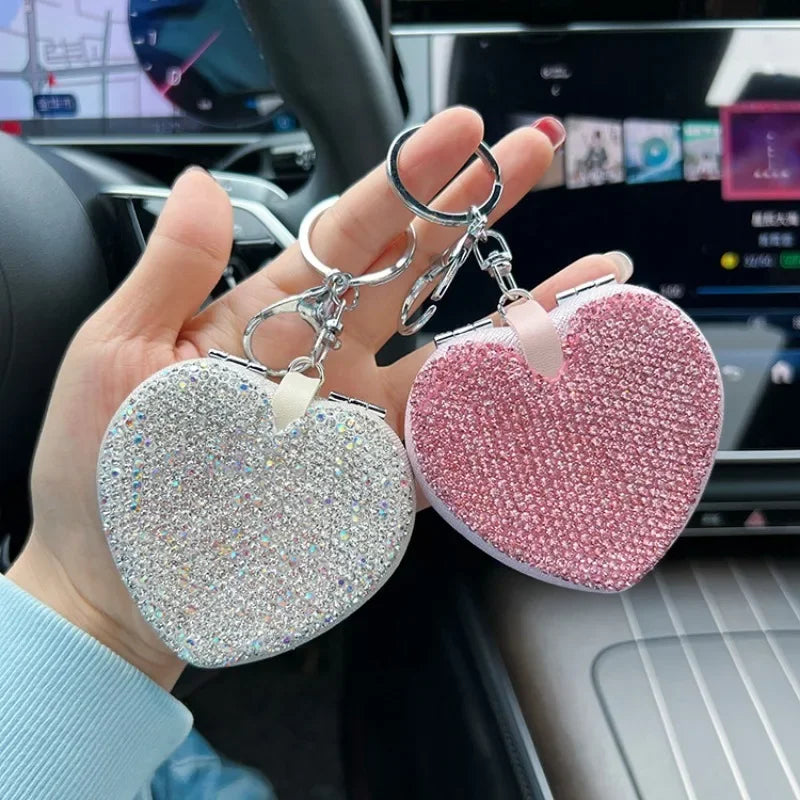 Double-Sided Diamond Compact Mirror Keychain | Travel Mirror Compact Travel Mirror QXL