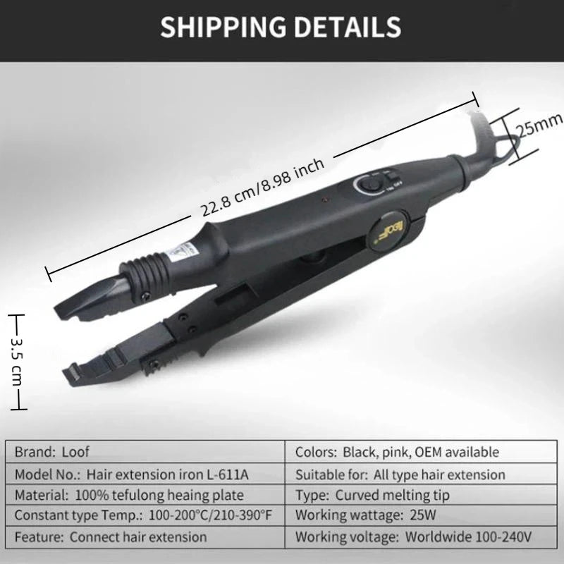 Shmacax Heat Fusion Hair Extension Iron | Adjustable Temp Hair Extension Iron QXL 1pc