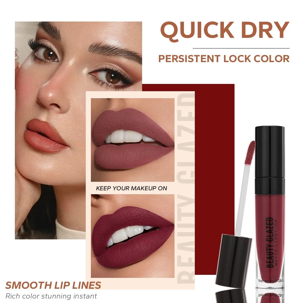 Beauty Glazed 20-Color Matte Lipstick | Waterproof Lip Tint Matte Lipstick QXL