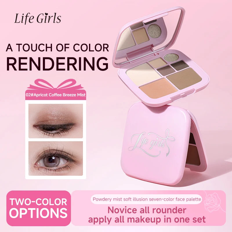 Life Girls 7-Color Blush Palette | Matte Pearl & Gloss Finish Blush Palette QXL