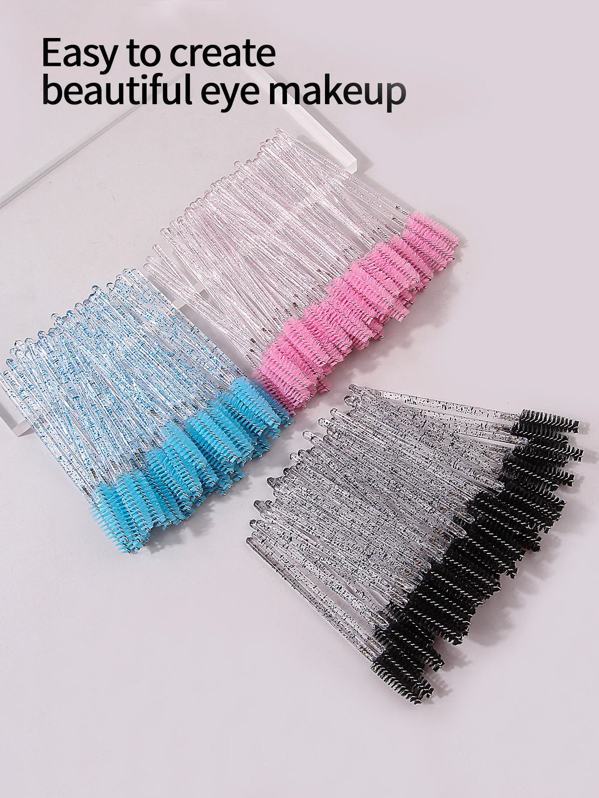 50-Pack Crystal Spiral Eyelash Brushes & Eyebrow Combs Eyelash Brush Set QXL
