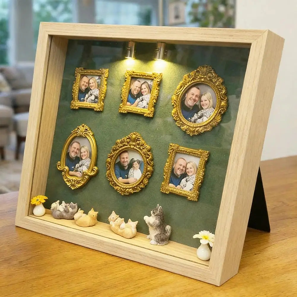 Mini Museum Silhouette Memory Box | Gold Frame Photo Display Memory Display Box QXL