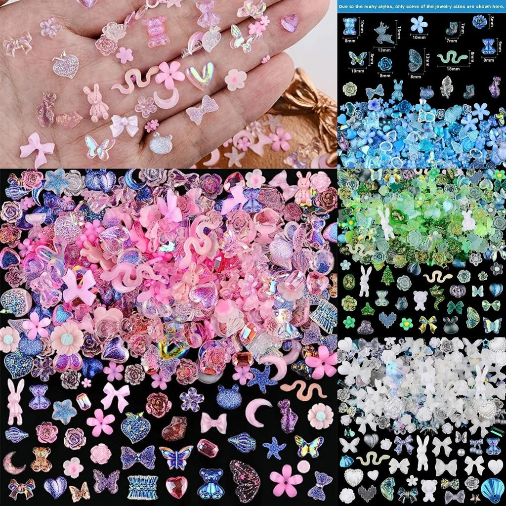 50-Pc Kawaii Resin Nail Charms | 3D Candy Color Nail Art Set Nail Art Charms QXL