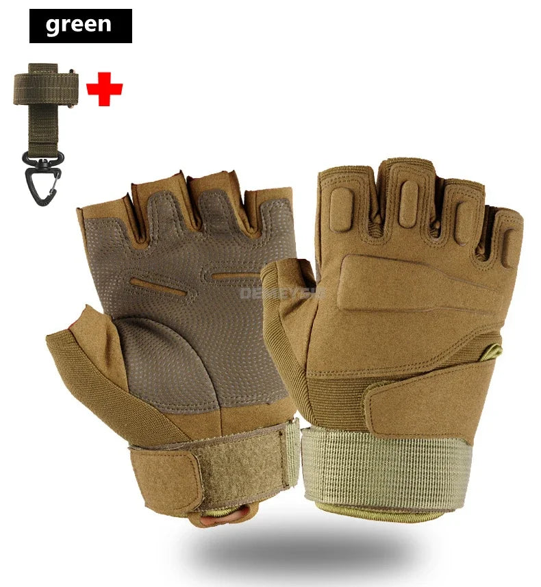 Tactical Gloves Half & Full Finger | Airsoft Hiking Hunting Tactical Gloves QXL half finger green M