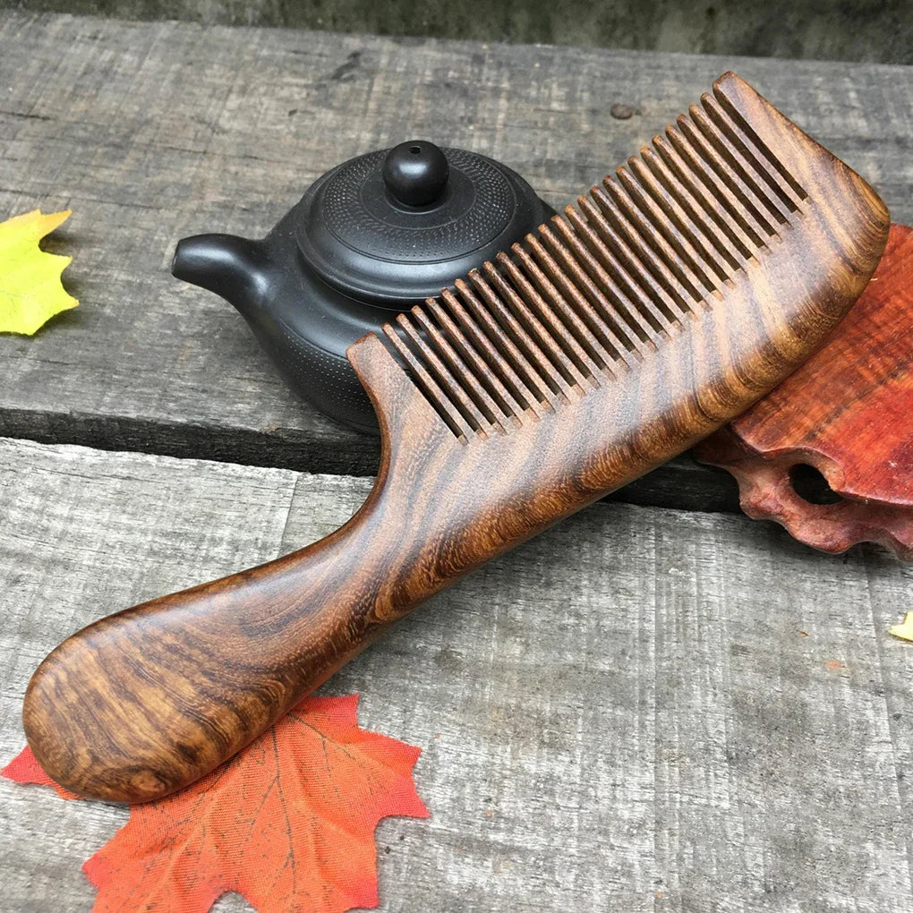 Sandalwood Fine-Tooth Comb | Anti-Static Wood Hair Comb Wooden Hair Comb QXL