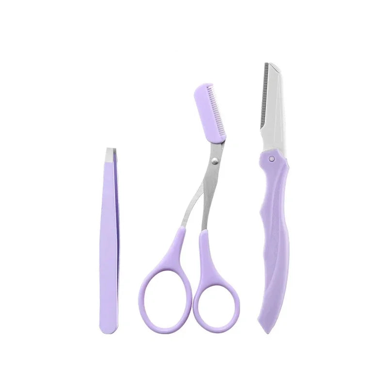 3-Piece Eyebrow Scissors, Razor & Comb Trimming Set Eyebrow Trimming Set QXL M126 3pcs set no bag