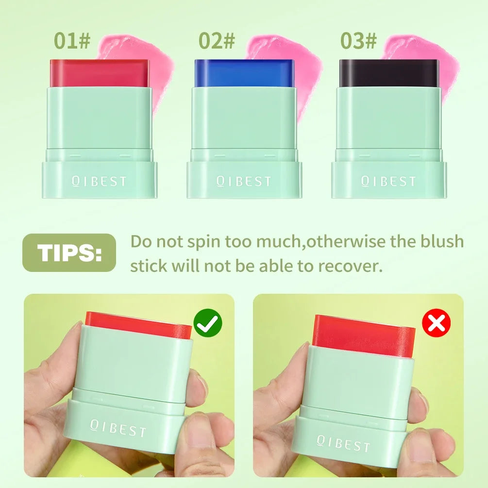 QIBEST Jelly Blush Stick – 3-in-1 Lip, Cheek & Eye Tint Blush & Lip Tint Stick QXL