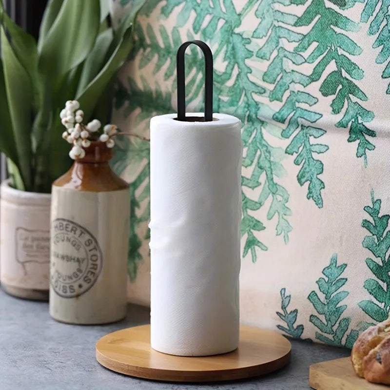 Nordic Bamboo Base Paper Towel Holder | Countertop Stand Paper Towel Holder QXL