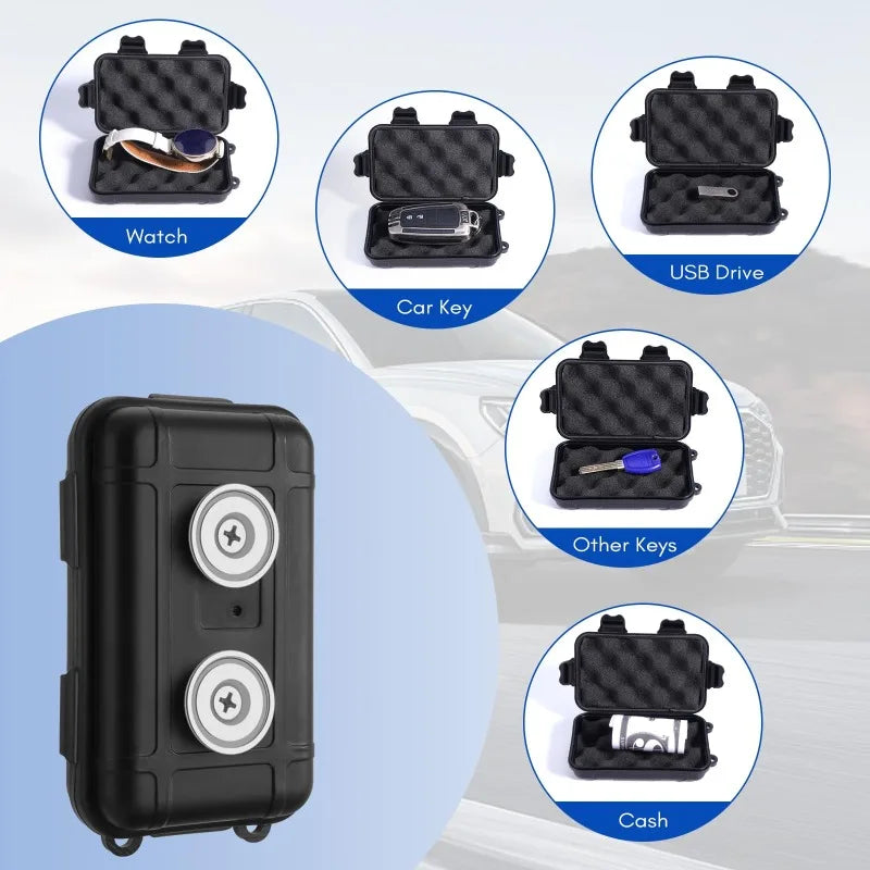 2-Pack Magnetic Key Holder Box | Waterproof Hide-A-Key Storage Magnetic Key Storage Box QXL