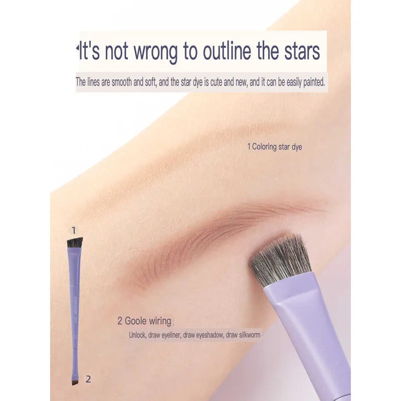 Double-Headed Angled Eyebrow Brush | Badger Hair Blade Tip Eyebrow Makeup Brush QXL