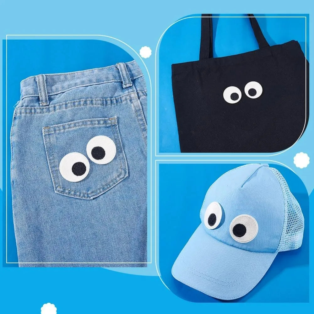 10-Pack Cartoon Eyeball Sew-On Embroidered Patches | DIY Appliqués Embroidered Sew-On Patches QXL