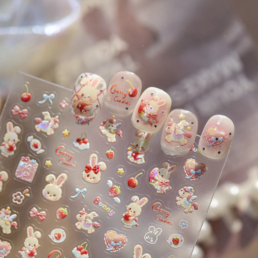 5D Unicorn Nail Stickers Y2K Self-Adhesive Nail Art Decals Nail Art Stickers QXL