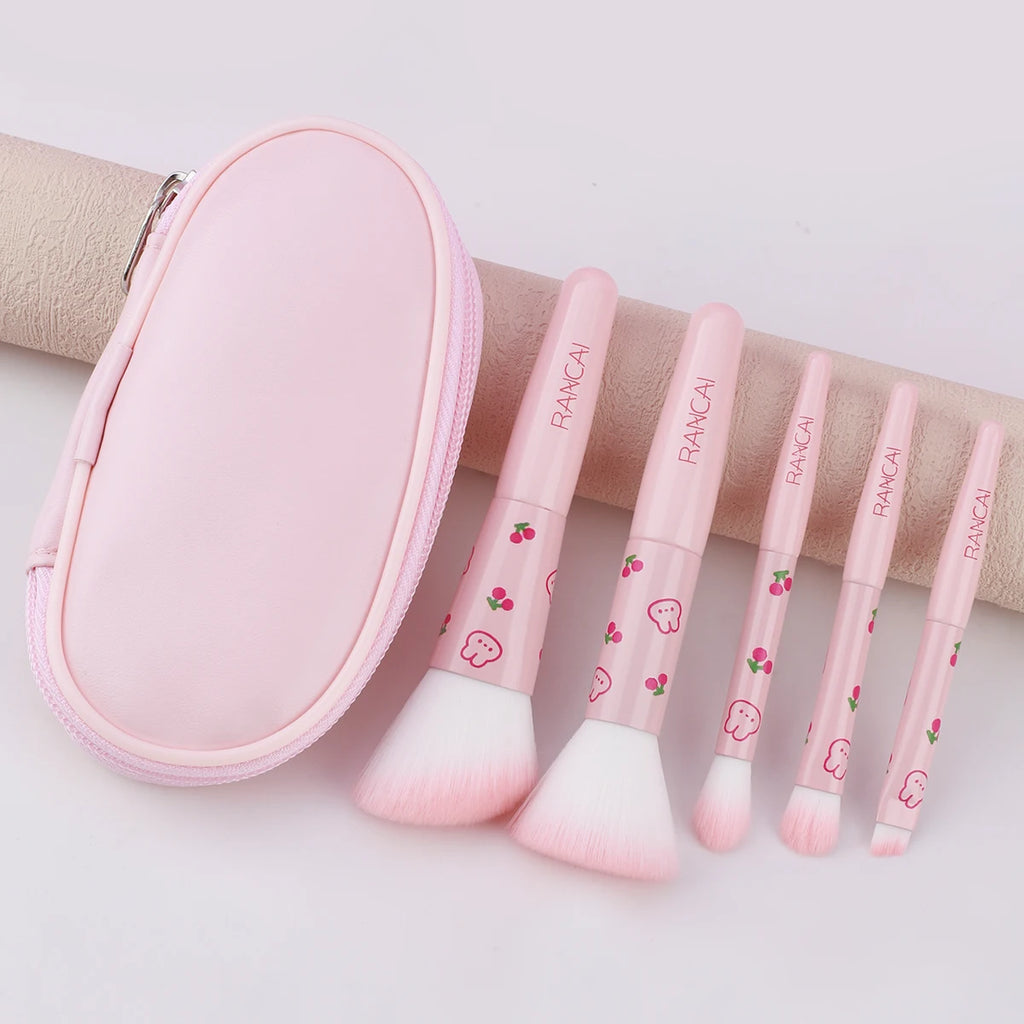 RANCAI 5-Piece Compact Makeup Brush Set with Case Makeup Brush Set QXL