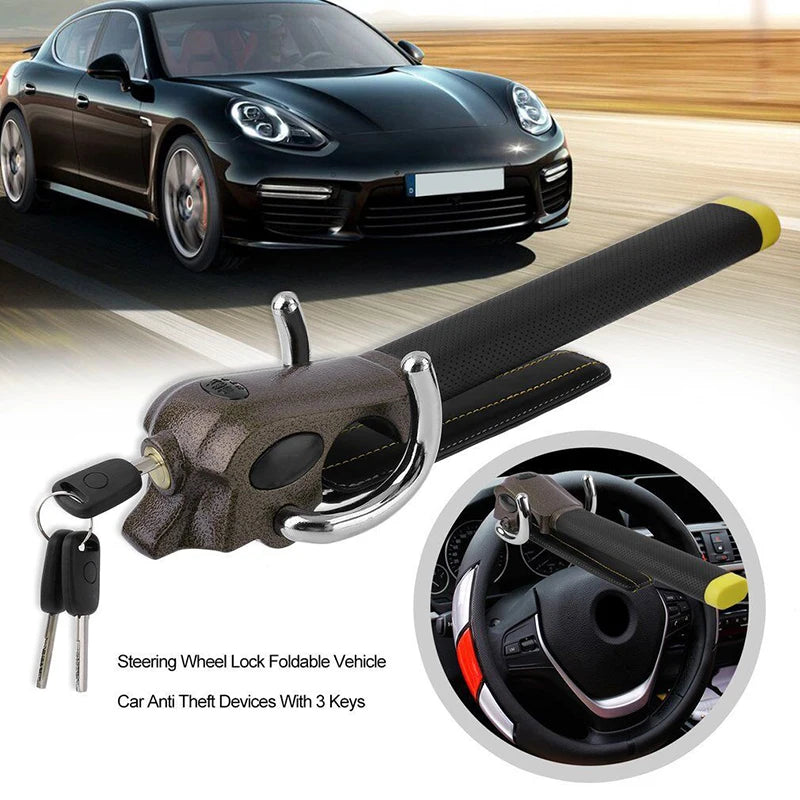Foldable T-Lock Car Steering Wheel Anti-Theft Security Lock Steering Wheel Lock QXL