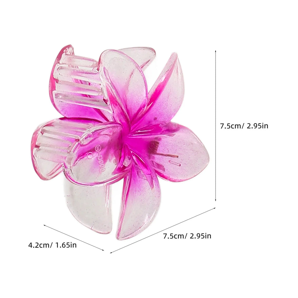 4-Pack Large Plumeria Flower Hair Claw Clips | Non-Slip Flower Hair Clips QXL