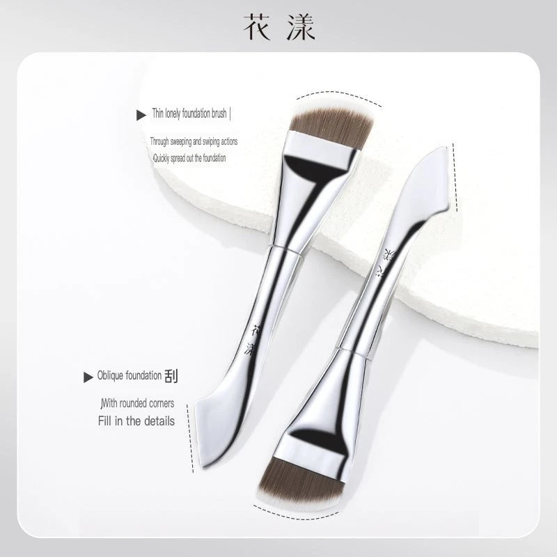 Double-Head Foundation Brush | Ultra-Thin Arc Fishtail Flat Head Foundation Brush QXL