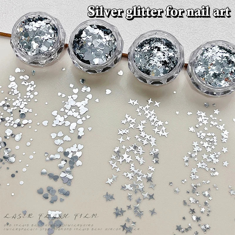 3D Nail Art Charms – Heart, Star & Round Sequin Flakes Nail Art Charms QXL