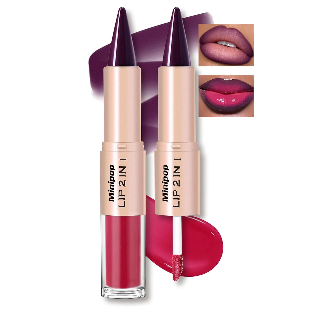 2-in-1 Matte Lip Liner & Gloss Pen | Waterproof, 8 Shades Lip Liner & Gloss QXL 8