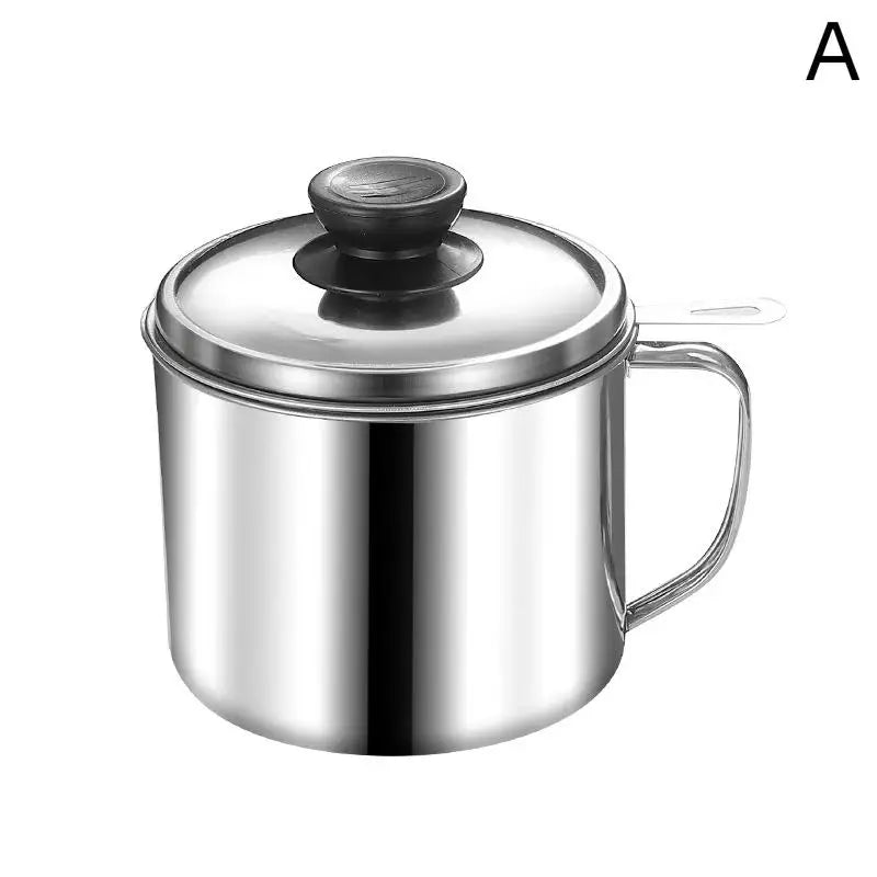 Stainless Steel Oil Strainer Pot with Filter, Lid & Base Oil Strainer Pot QXL A