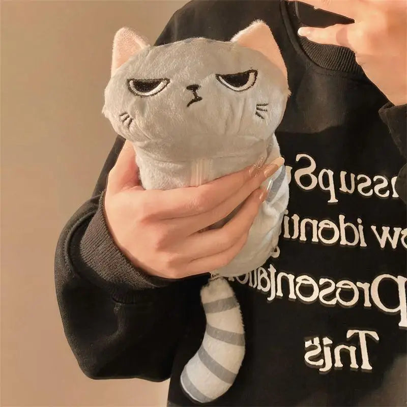 Kawaii Cat Plush Pencil Case – Large Gray Pouch for School Plush Pencil Case QXL Default Title