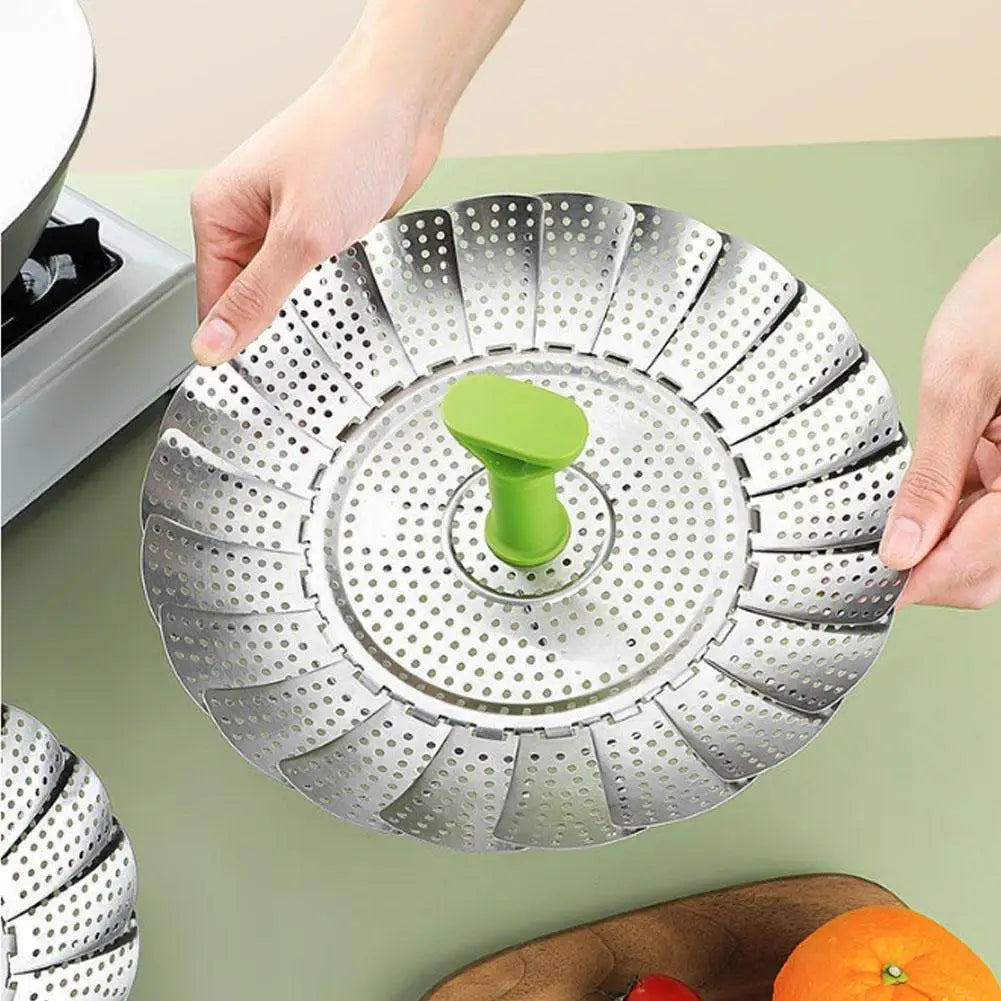 Foldable Stainless Steel Steamer Basket Set – 9" & 11" | 2-Pack Steamer Basket Set QXL