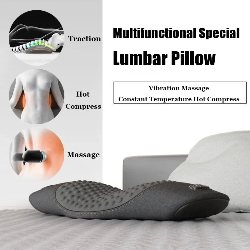 Heated Memory Foam Lumbar Massage Cushion | Waist Support Pad Lumbar Support Cushion QXL
