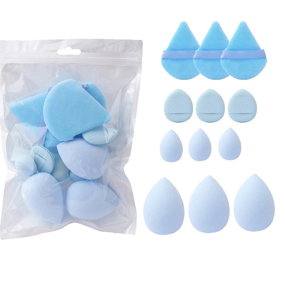 12-Piece Makeup Sponge Set | 4 Shapes, Dry & Wet Cosmetic Puffs Makeup Sponge Set QXL Blue