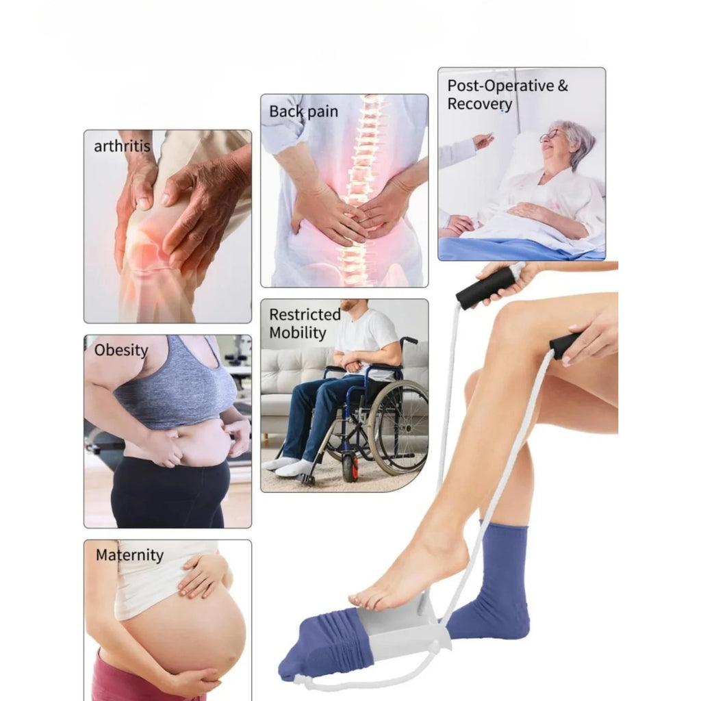 Sock Aid Dressing Helper | Easy-Grip Foam Handles | 1-2 Pack Dressing Aid Tool QXL