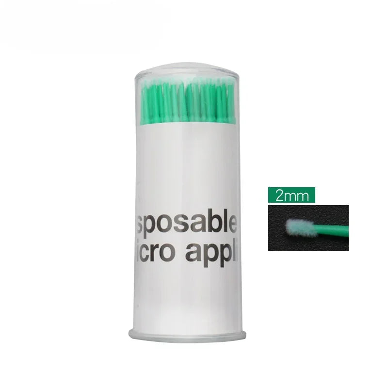 100-Pack Disposable Micro Brushes | Lash Extension Applicators Disposable Micro Brushes QXL Dark Green medium