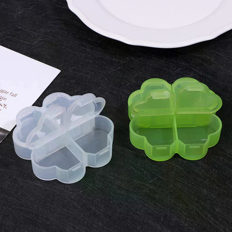 4-Grid Four-Leaf Clover Portable Pill Organizer Box Pill Organizer Box QXL
