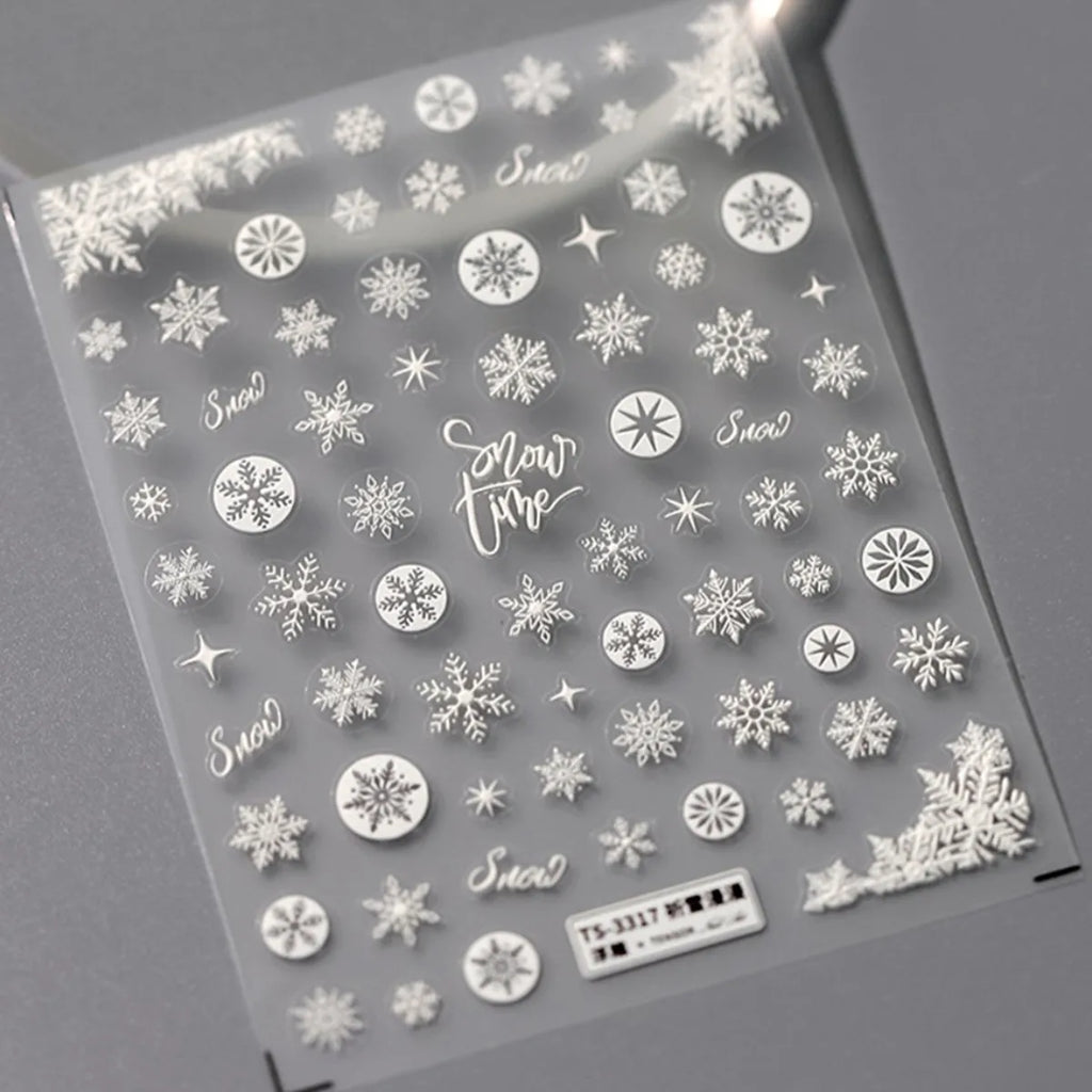 5D Gothic Rabbit Nail Art Stickers | Christmas Snow Decals