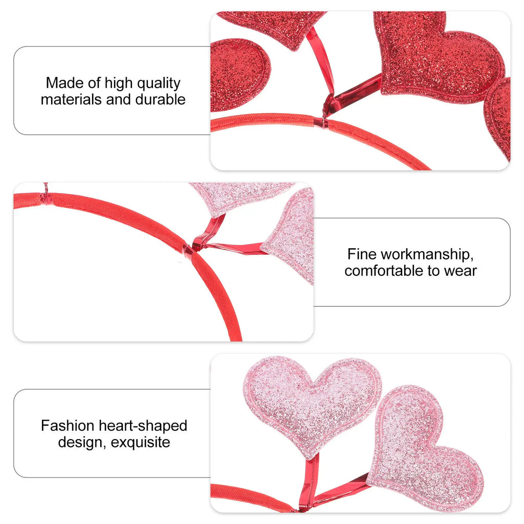 2-Pack Heart Headbands – Elastic Hair Hoops for Parties & Events Heart Hair Headbands QXL