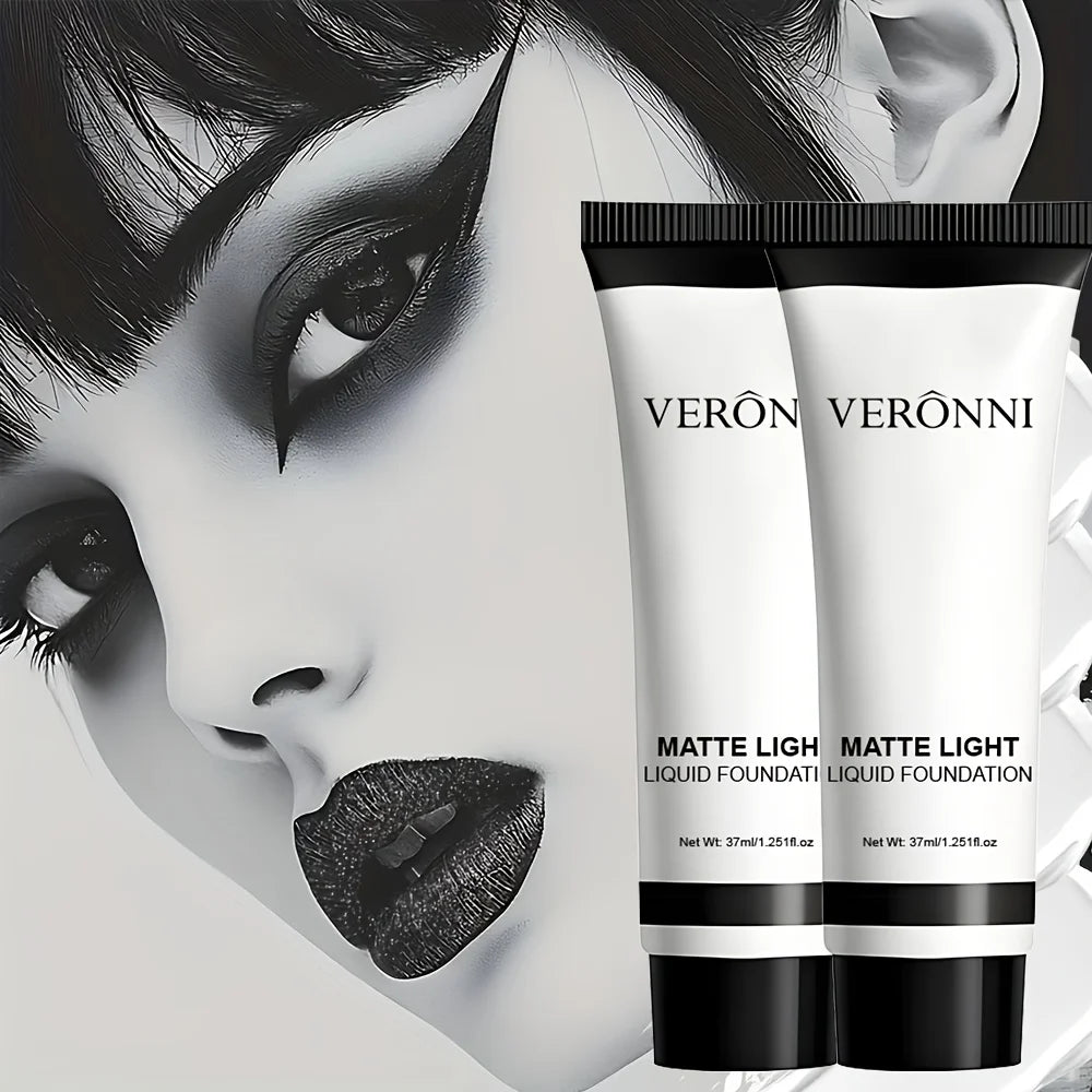 Matte White Liquid Foundation 3-Pc Set + Brush | Halloween SFX Face & Body Foundation QXL