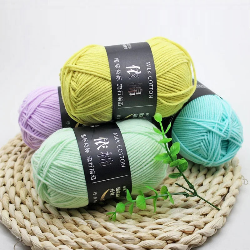 4-Strand Milk Cotton Worsted Yarn | Soft Eco-Friendly Knitting Knitting Crochet Yarn QXL