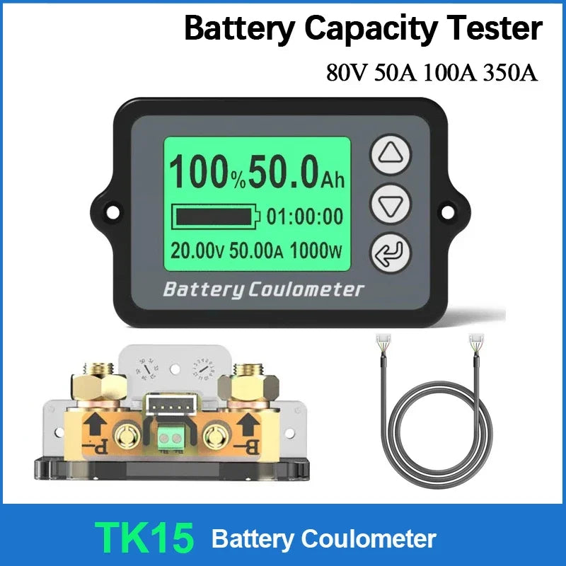 TK15 Battery Capacity Tester Coulometer DC 8–80V | Voltmeter Battery Capacity Tester QXL
