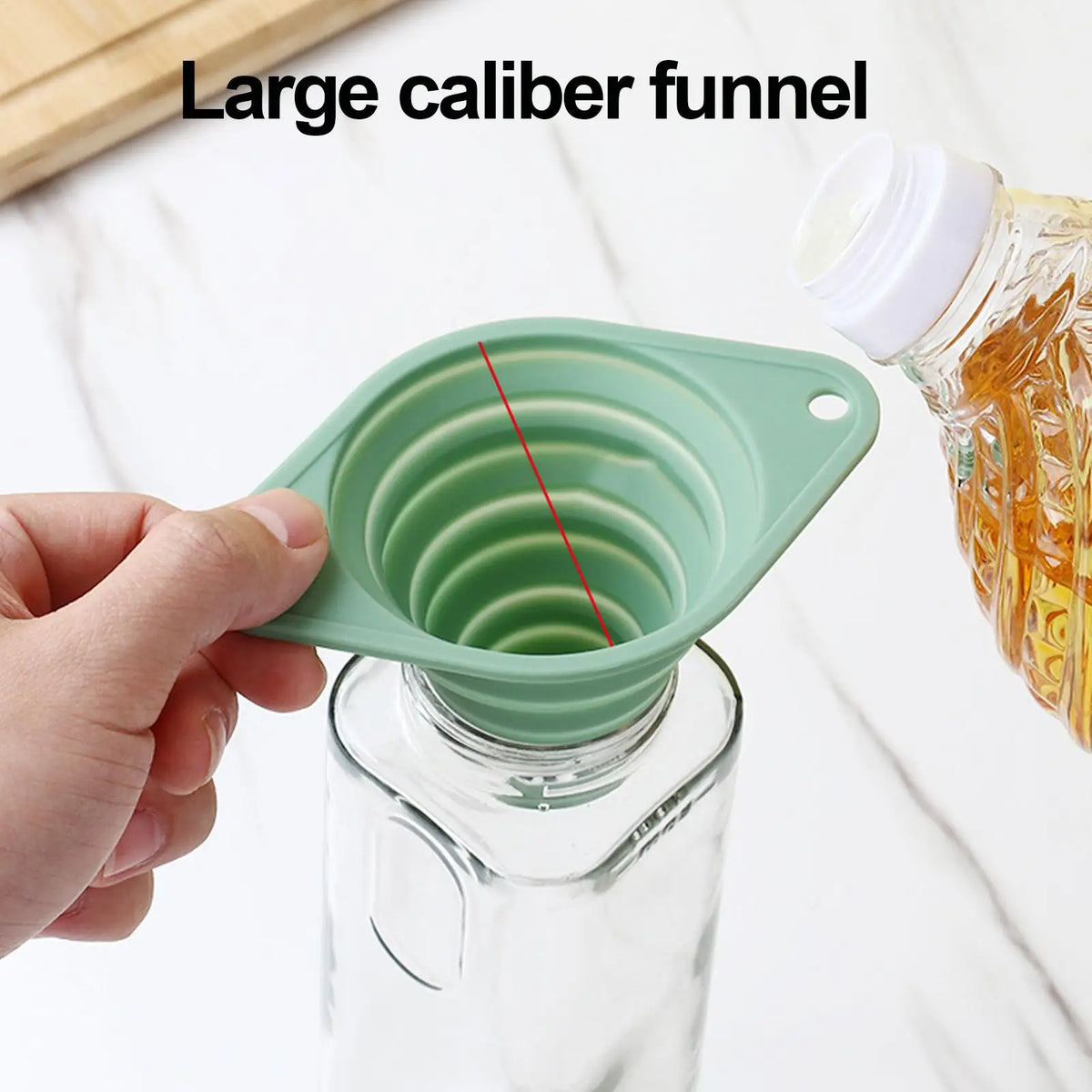 Collapsible Silicone Kitchen Funnel | Liquid & Powder Transfer Silicone Kitchen Funnel QXL