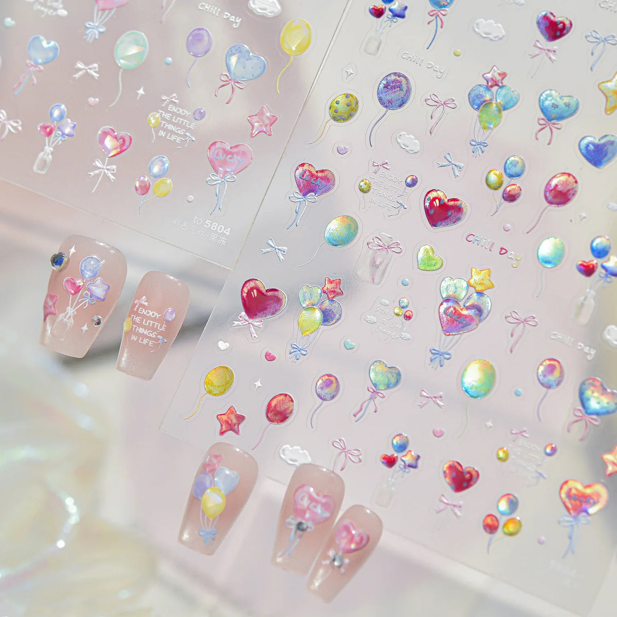 5D Holographic Nail Stickers – Dreamy Self-Adhesive Decals Nail Art Stickers QXL