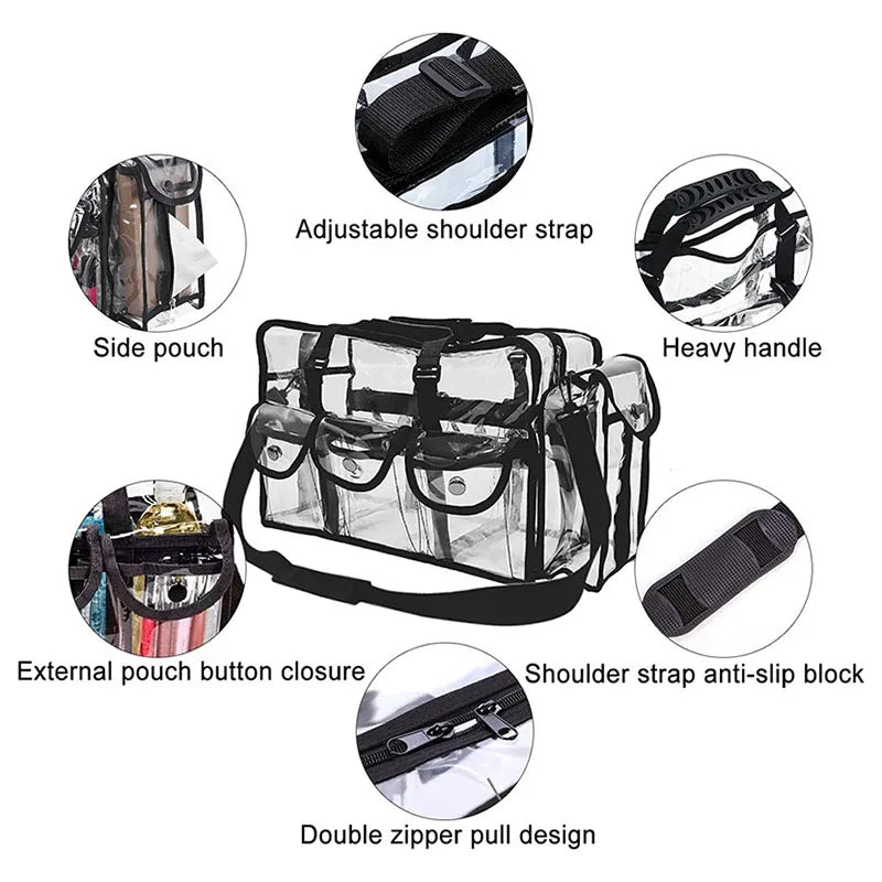 Large Clear Makeup Bag | Travel Cosmetic Organizer & Shoulder Bag Cosmetic Organizer Bag QXL