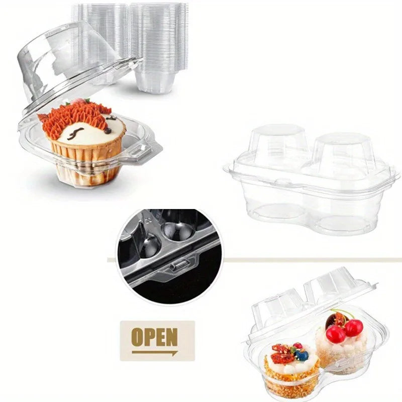 PET Clear Cupcake Containers – Disposable Single & Double Boxes Cupcake Packaging Boxes QXL