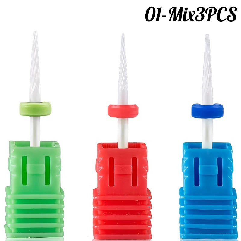 3-Pc Ceramic Nail Drill Bit Kit | Gel Polish Removal Ceramic Nail Drill Bits QXL Style01