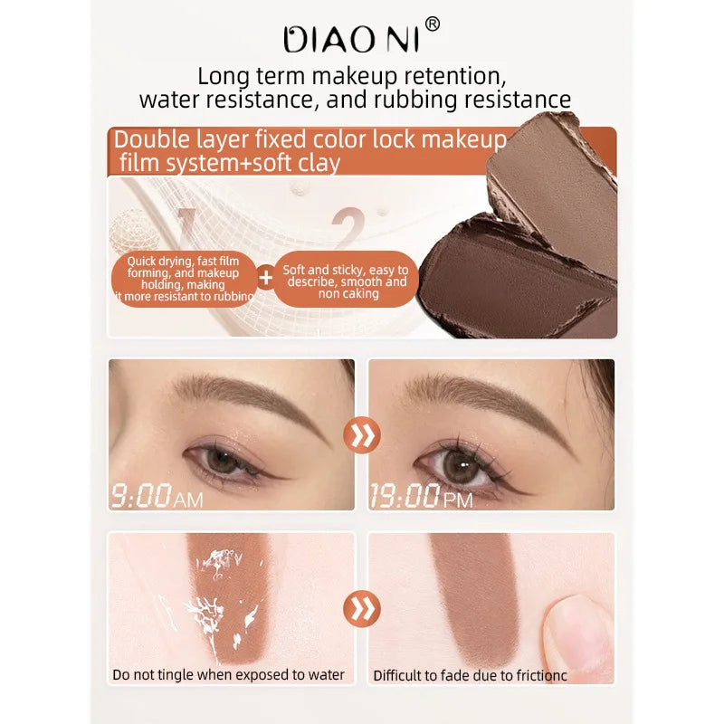 3-in-1 Waterproof Brow Pomade Pencil & Brush Kit Eyebrow Pomade Kit QXL