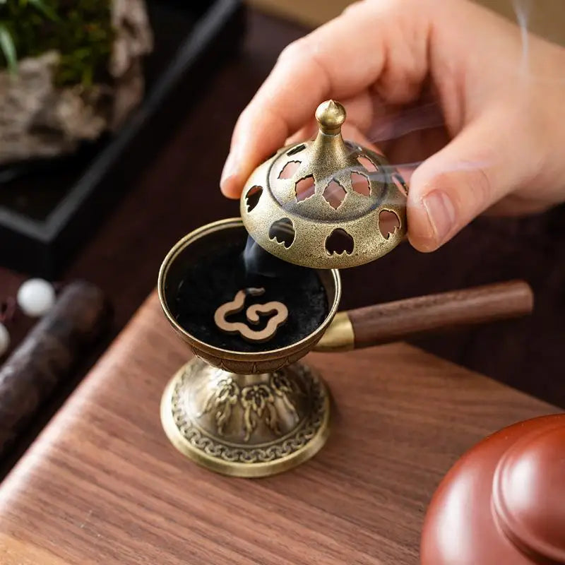 Rotating Handle Zinc Alloy Coil Incense Burner | Aromatherapy Incense Burner QXL