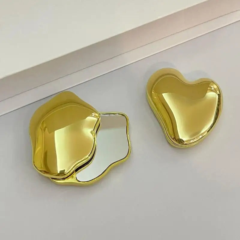Double-Sided Heart Shape Compact Makeup Mirror | Portable Compact Makeup Mirror QXL