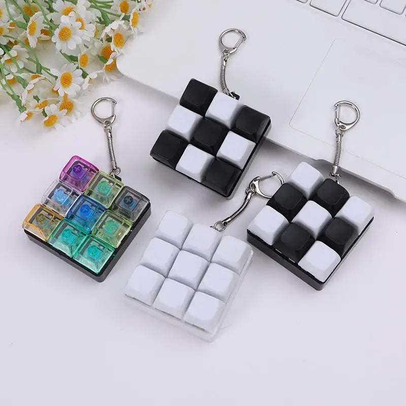 9-Key DIY Keycap Keychain | Customizable Fidget Toy for Adults Fidget Keychain Toy QXL
