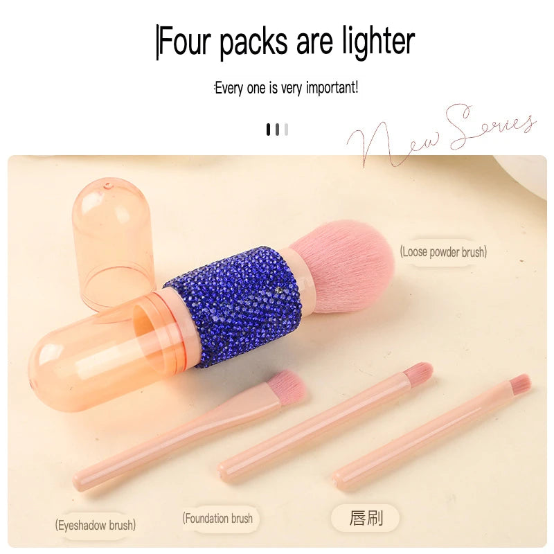 4-in-1 Diamond Makeup Brush Set | Eyeshadow & Powder Makeup Brush Set QXL
